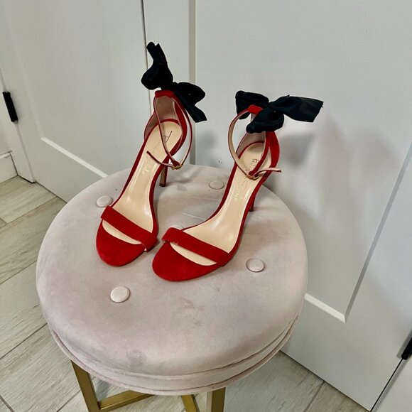 Federica Stella Shoes - Federica Stela Red & Bow Leather Strappy Heels Size 39